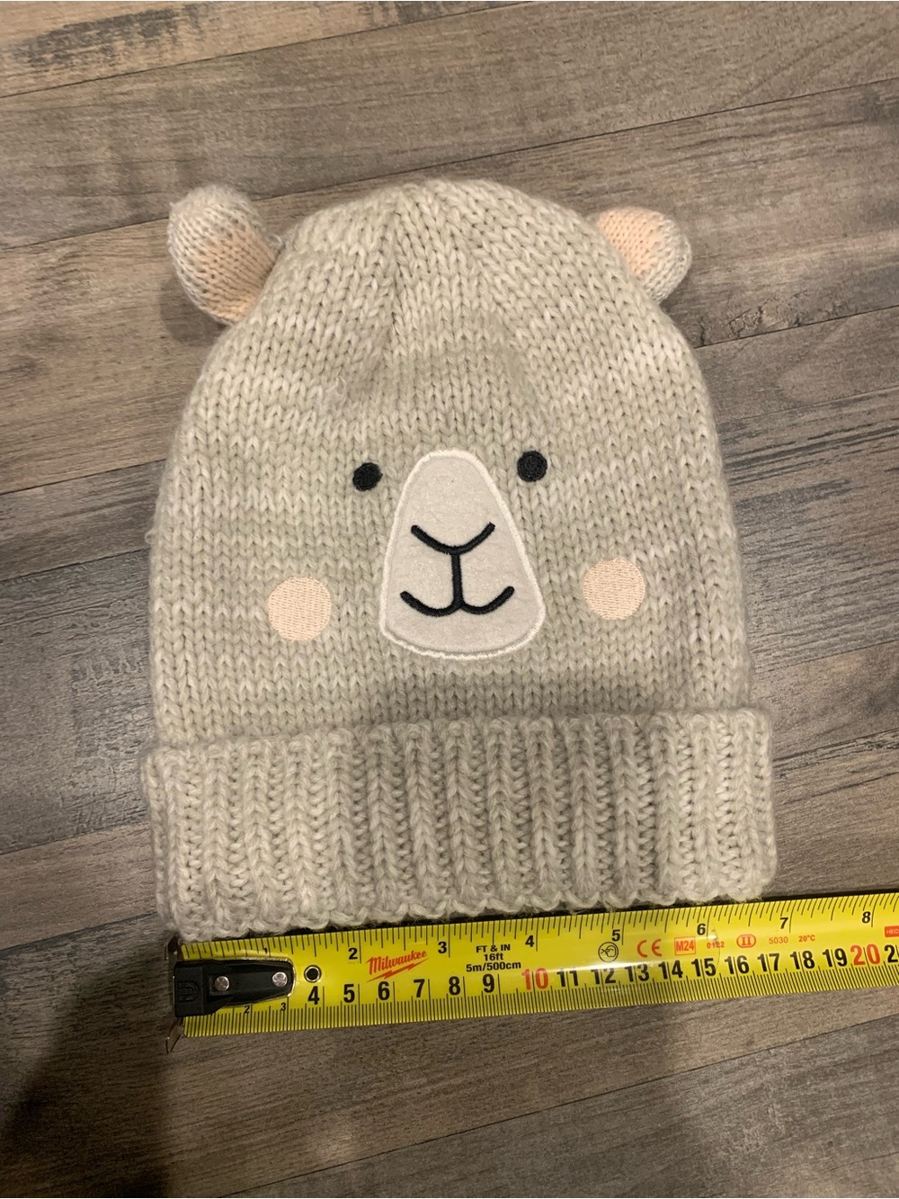 Cream Bear Knit Beanie for Kids - Adorable Ear Design